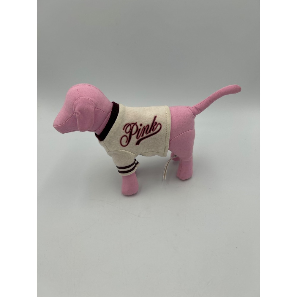 Victorias Secret PINK Plush Dog Mascot Cream Burgundy Varsity Sweater Plushie